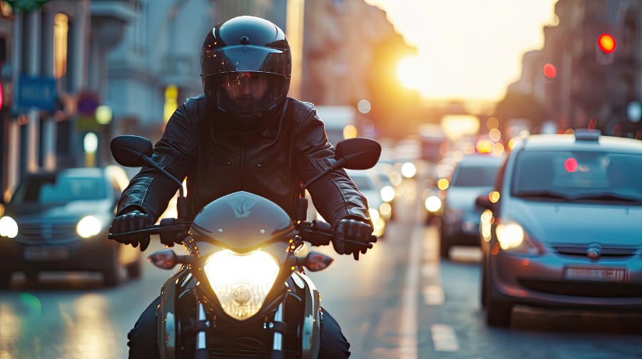 Man driving a motorcycle