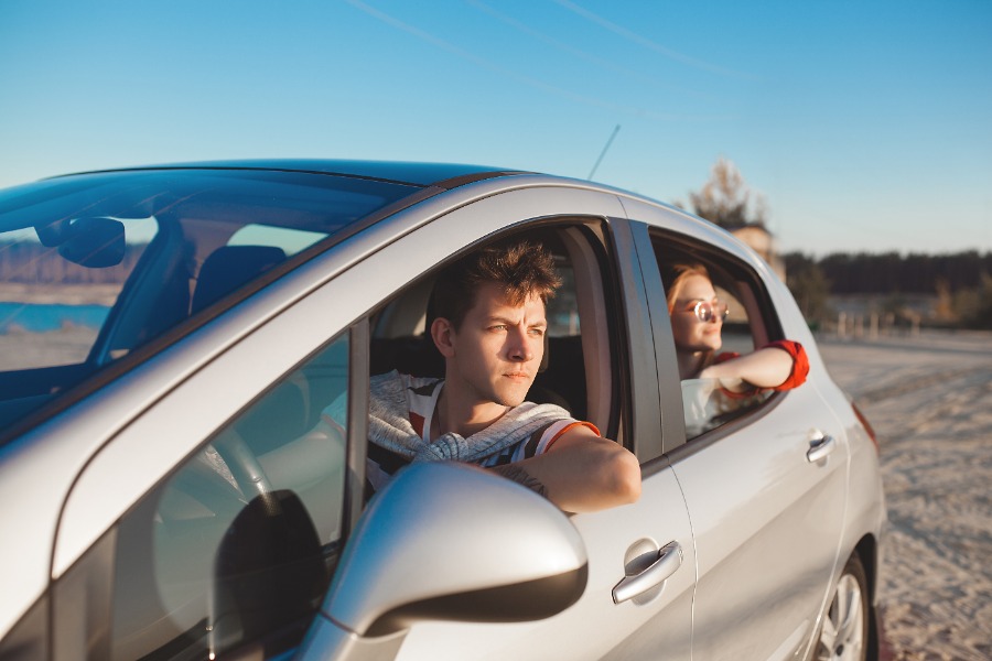 Young people in insured cars