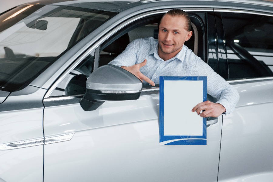 man with insured car