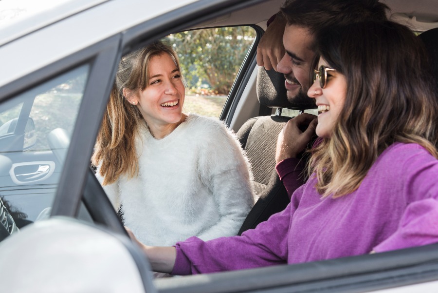 Young people in a car